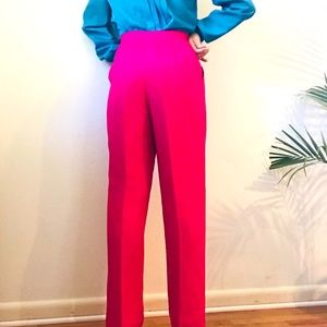 Vintage Ultra High Rise Pink Fuschia Linen Pants 4